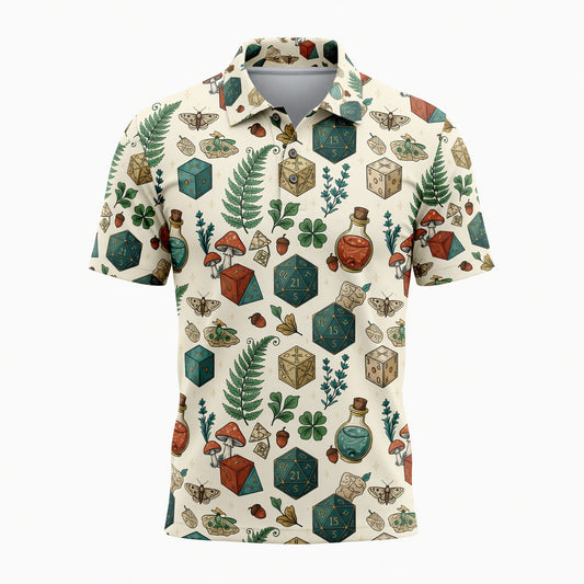 Dice Potion AOP T-Shirt - Fantasy Mushroom RPG Forest Pattern