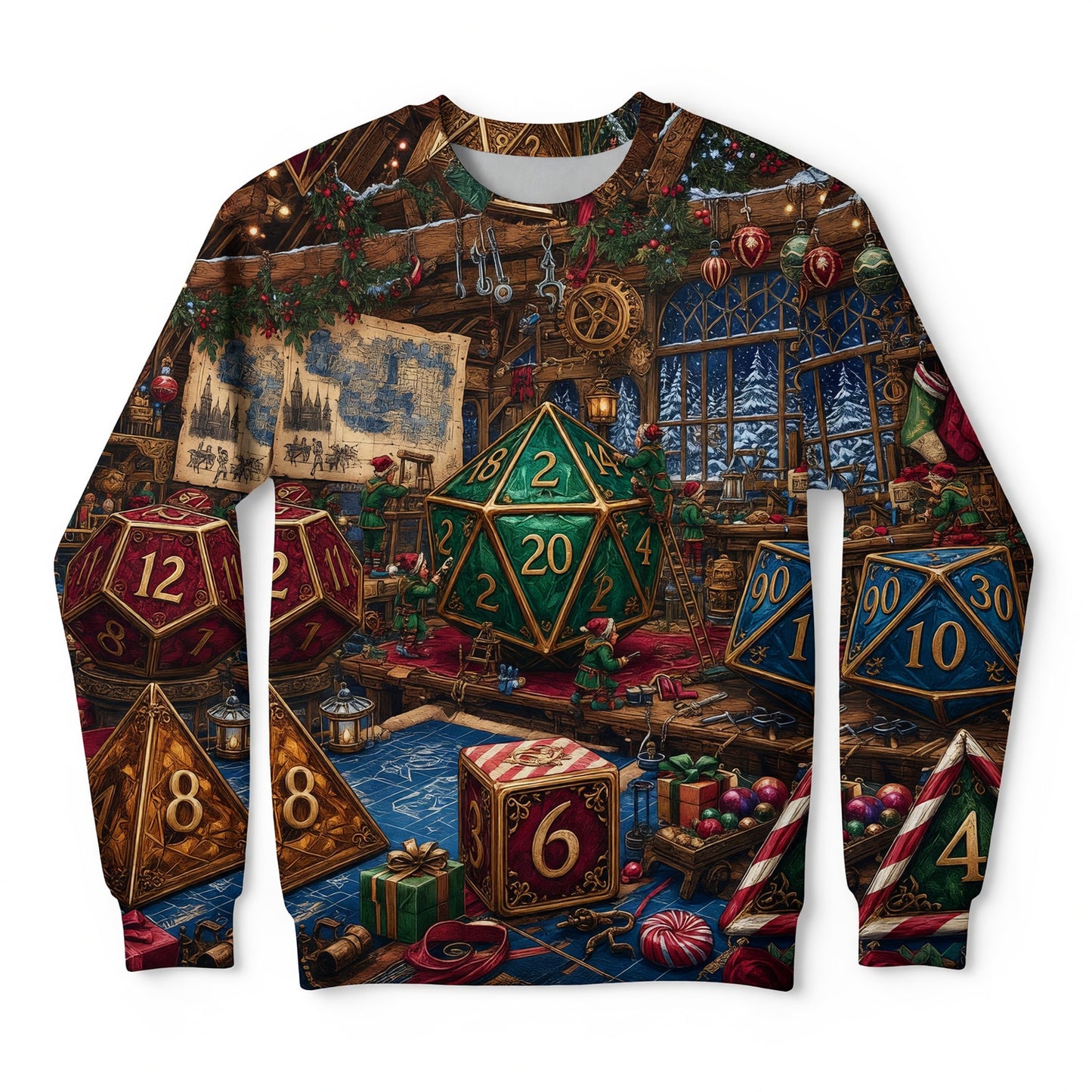 Christmas Dice AOP T-Shirt - Fantasy Holiday Workshop Apparel