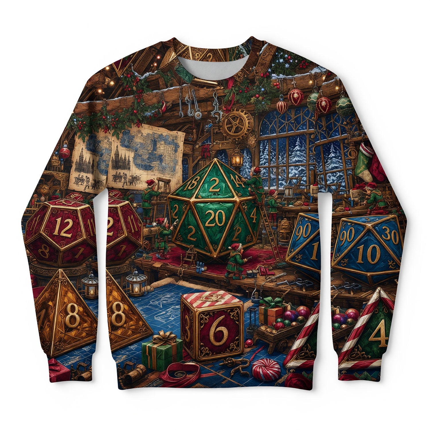 Christmas Dice AOP T-Shirt - Fantasy Holiday Workshop Apparel