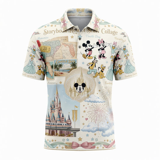 Storybook Resort AOP Apparel - Vintage Castle Park Scarf Collage
