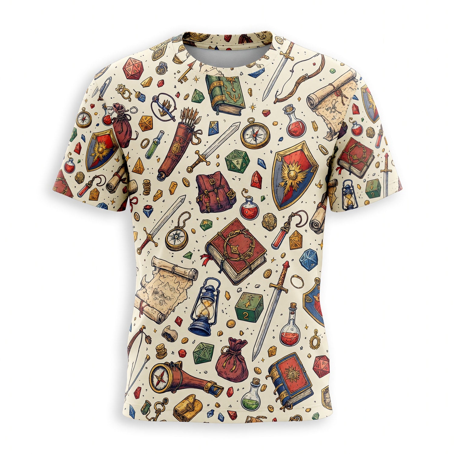 Fantasy Dungeon Dice AOP Apparel - Fantasy Tabletop RPG Pattern