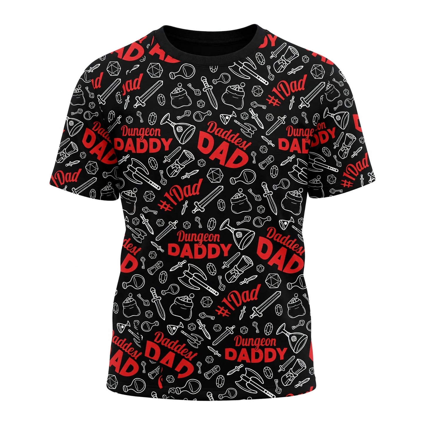 Dungeon Daddy AOP T-Shirt - Fantasy RPG Dad Pattern