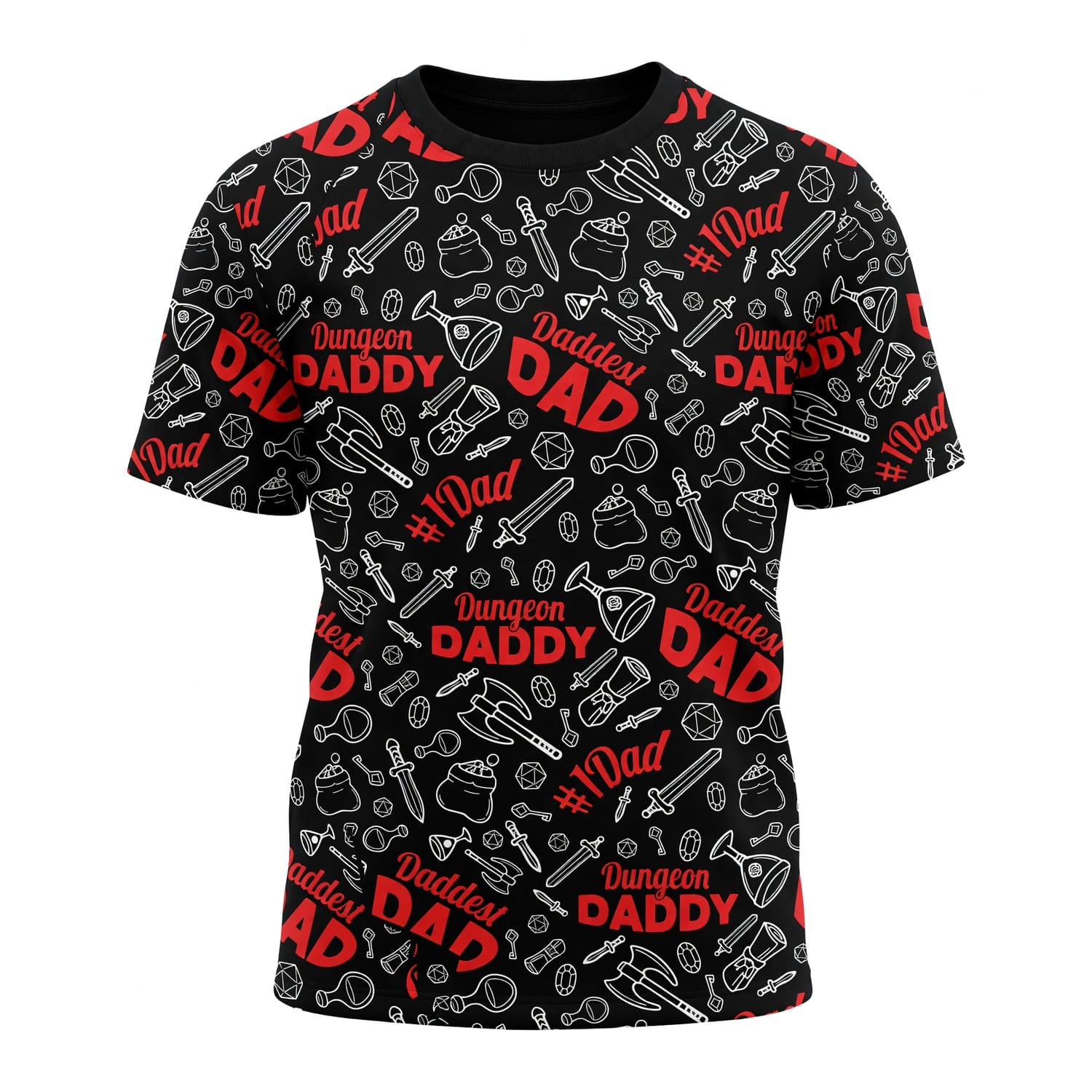 Dungeon Daddy AOP T-Shirt - Fantasy RPG Dad Pattern