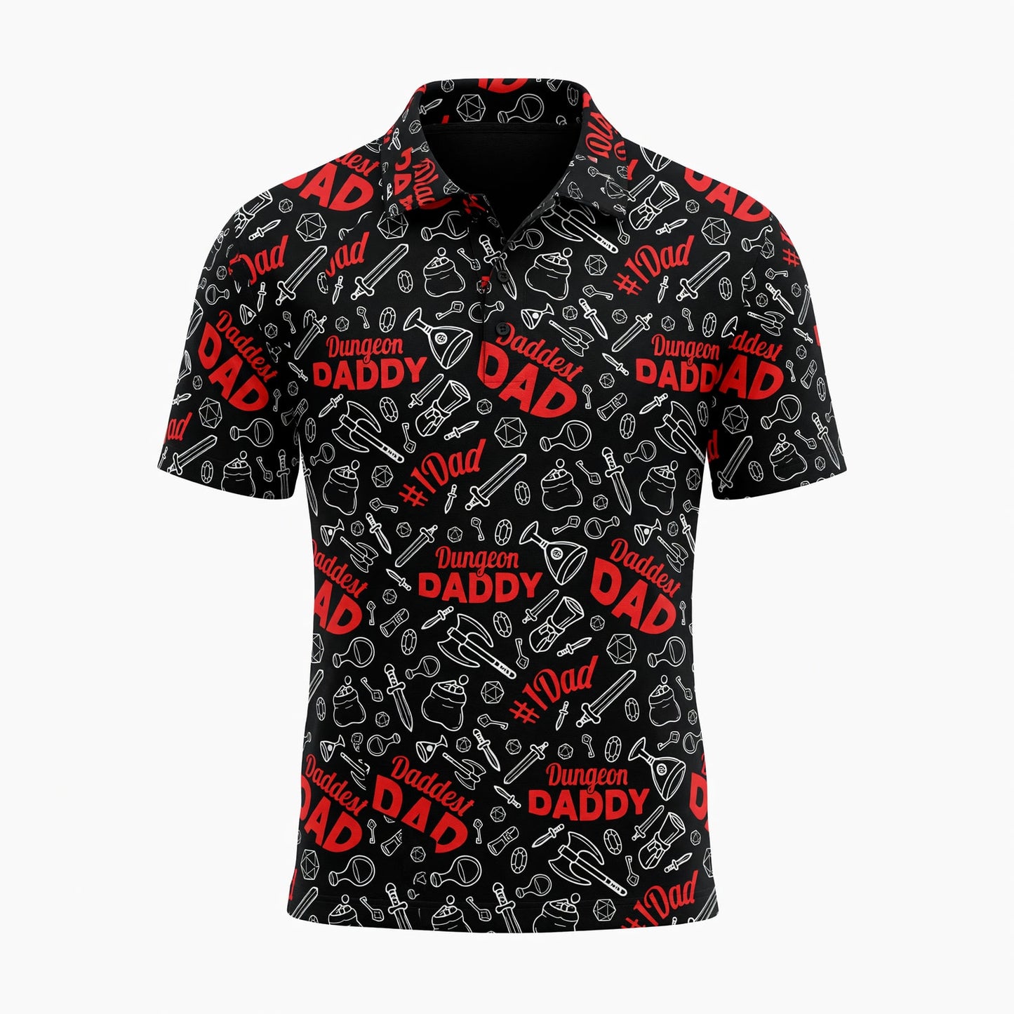 Dungeon Daddy AOP T-Shirt - Fantasy RPG Dad Pattern