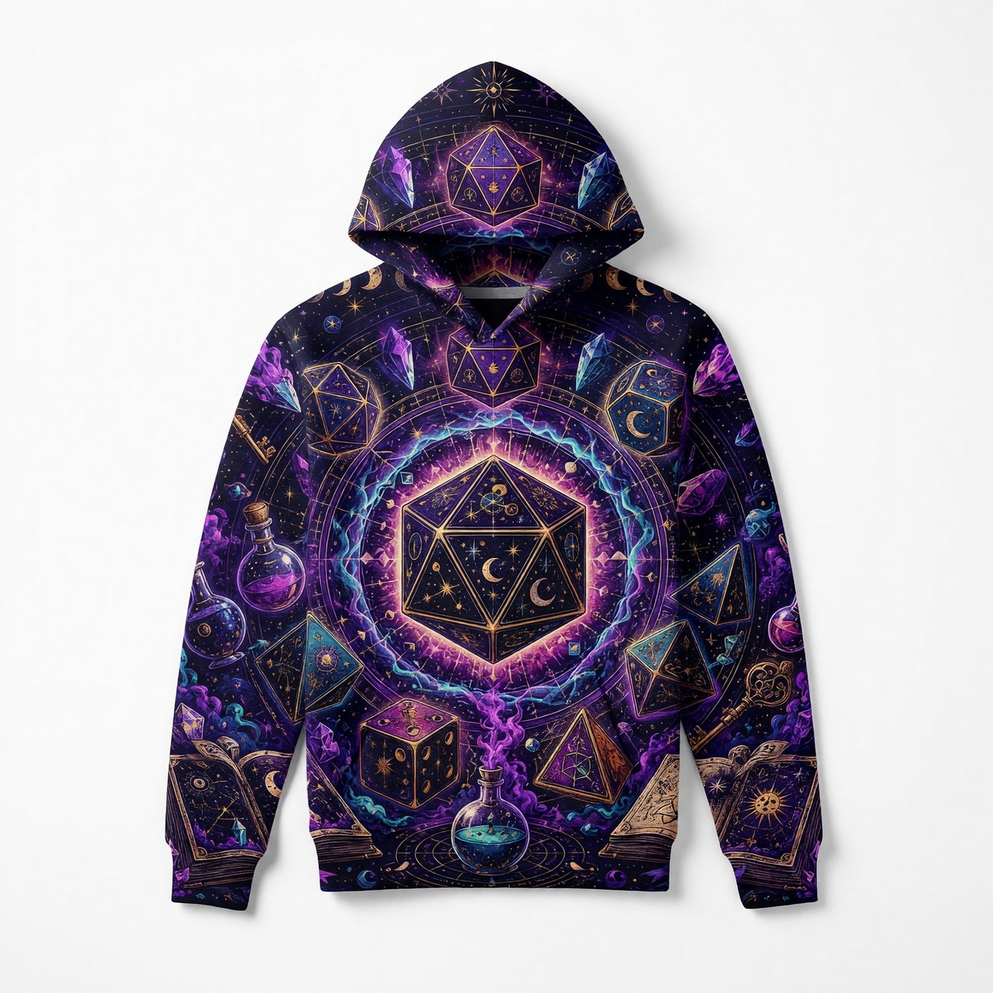 Cosmic Mystic Dice AOP T-Shirt - Celestial Fantasy Gaming Apparel