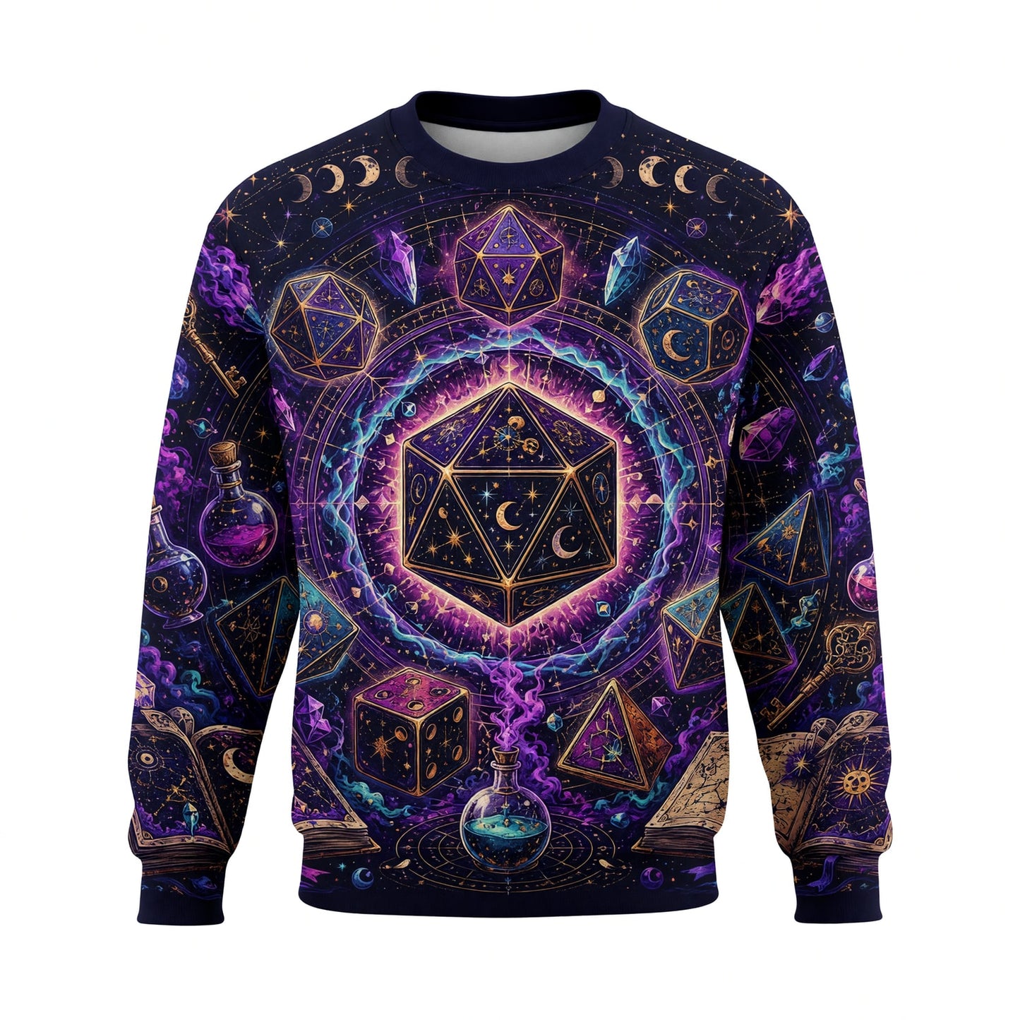 Cosmic Mystic Dice AOP T-Shirt - Celestial Fantasy Gaming Apparel