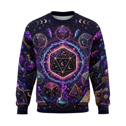 Cosmic Mystic Dice AOP T-Shirt - Celestial Fantasy Gaming Apparel