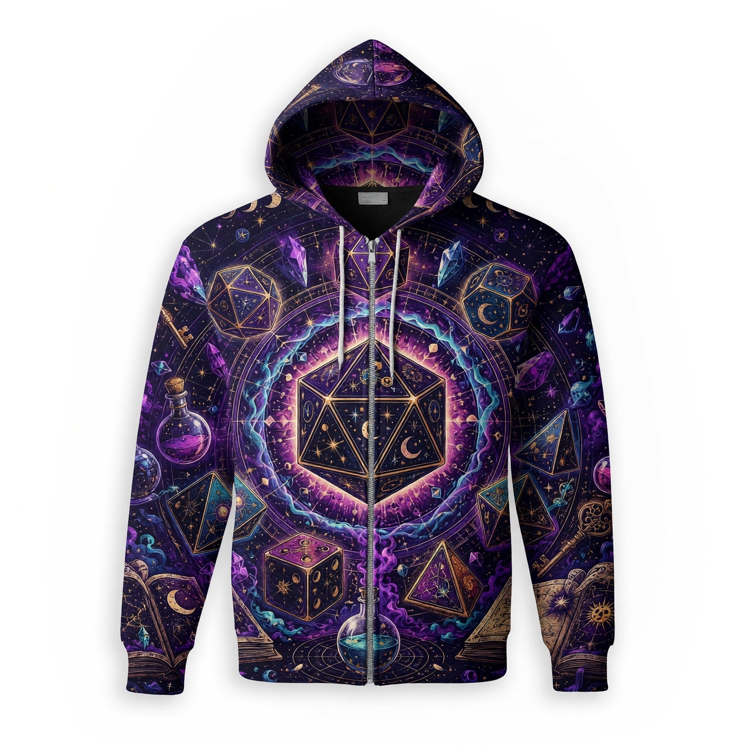 Cosmic Mystic Dice AOP T-Shirt - Celestial Fantasy Gaming Apparel