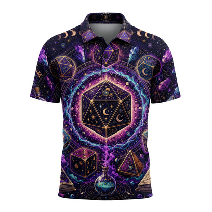 Cosmic Mystic Dice AOP T-Shirt - Celestial Fantasy Gaming Apparel