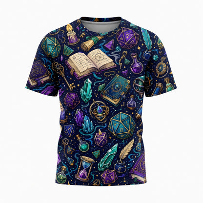 Fantasy Dungeon Dice AOP T-Shirt - Fantasy RPG Magic Pattern