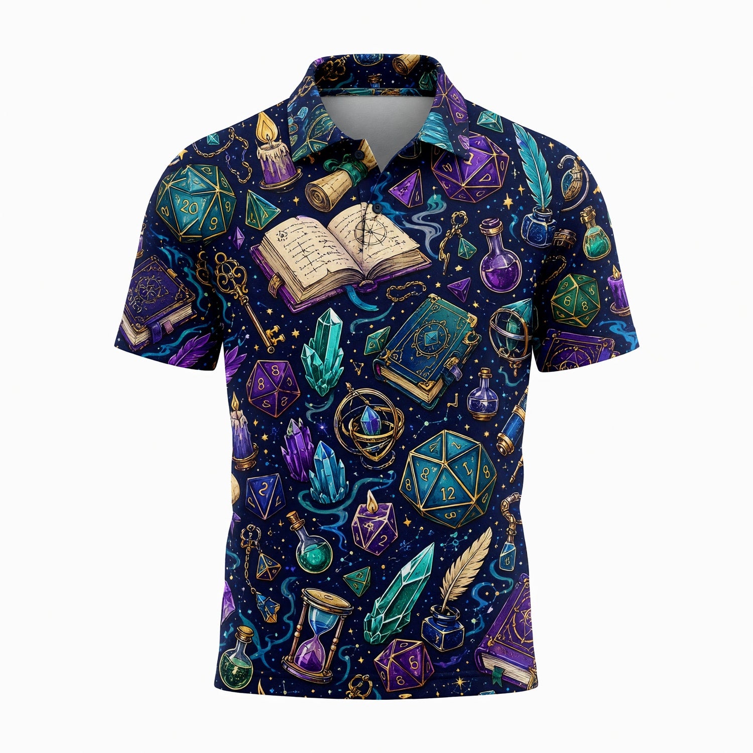 Fantasy Dungeon Dice AOP T-Shirt - Fantasy RPG Magic Pattern