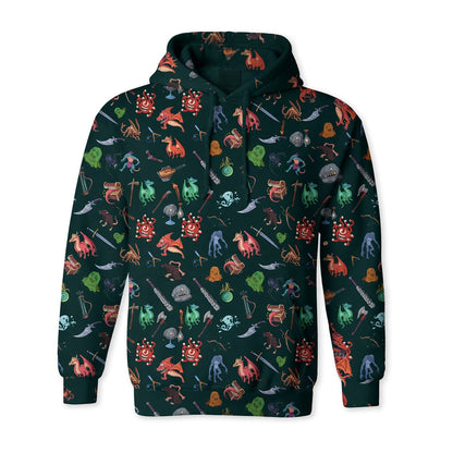 Fantasy Dungeon Monsters AOP T-Shirt - RPG Pattern Apparel