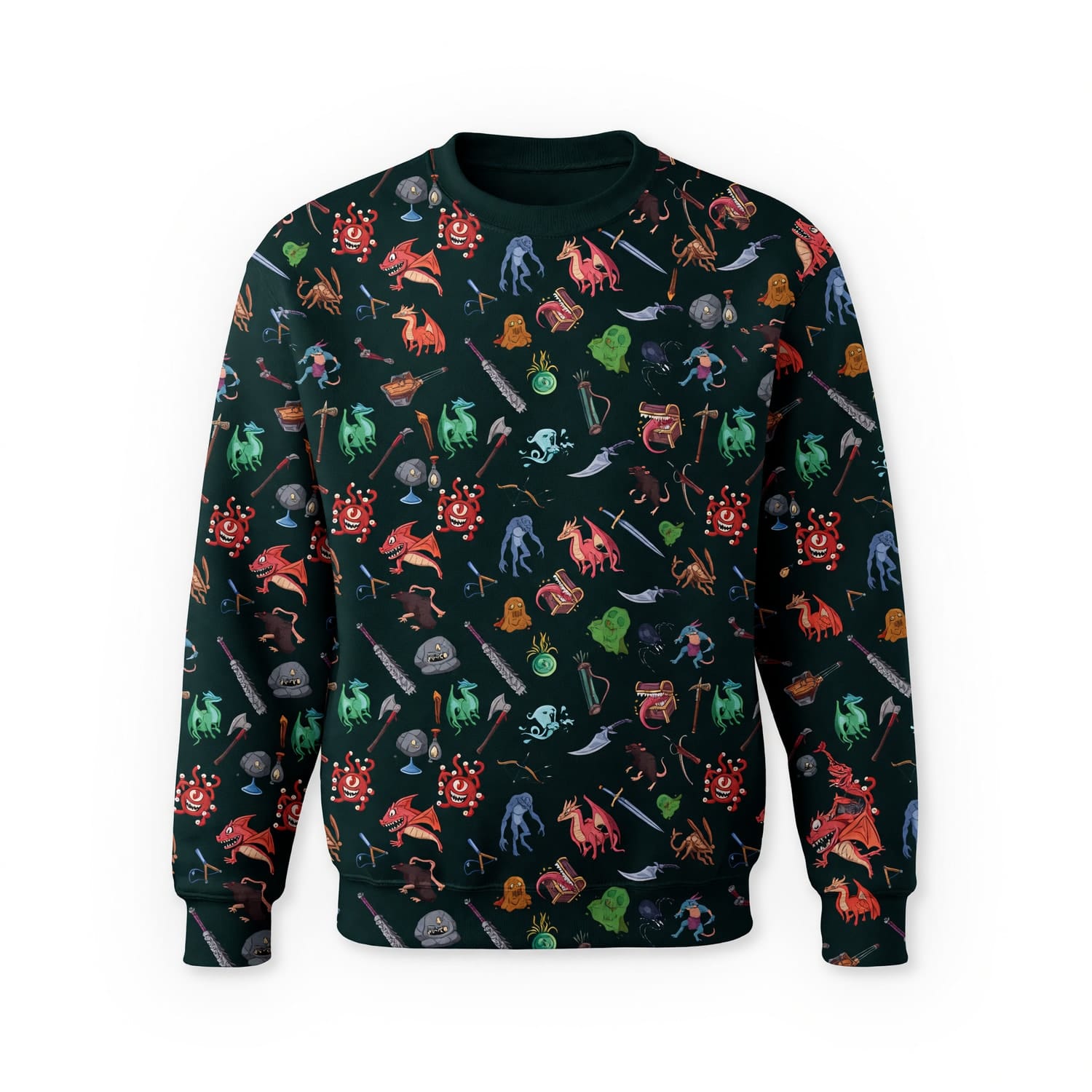 Fantasy Dungeon Monsters AOP T-Shirt - RPG Pattern Apparel