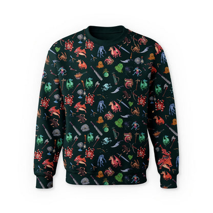 Fantasy Dungeon Monsters AOP T-Shirt - RPG Pattern Apparel