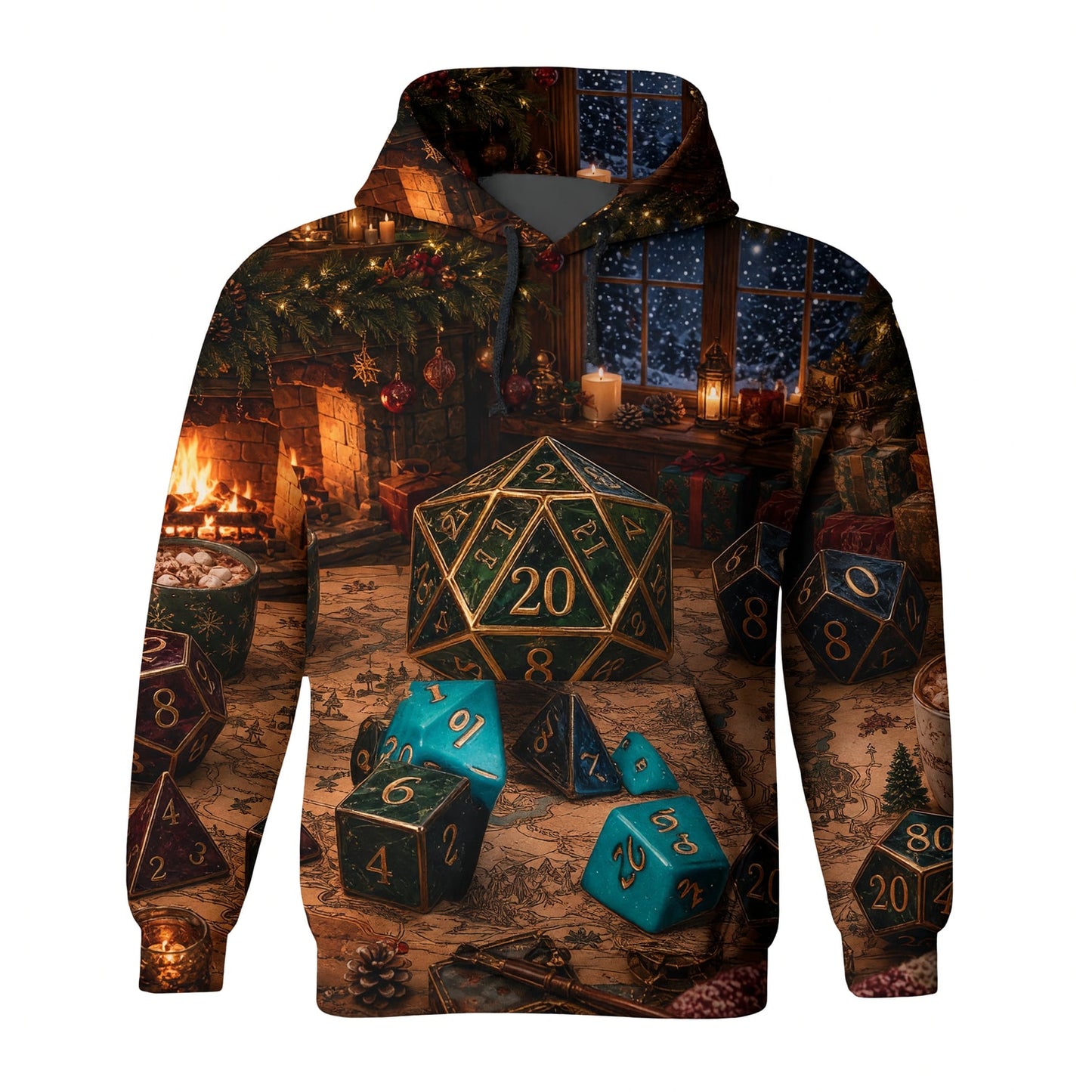 Christmas Dice AOP T-Shirt - Fantasy RPG Holiday Gaming