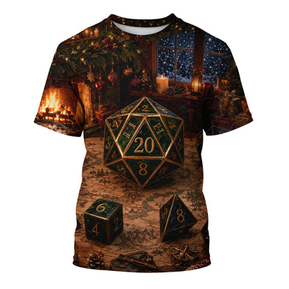 Christmas Dice AOP T-Shirt - Fantasy RPG Holiday Gaming