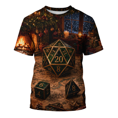 Christmas Dice AOP T-Shirt - Fantasy RPG Holiday Gaming