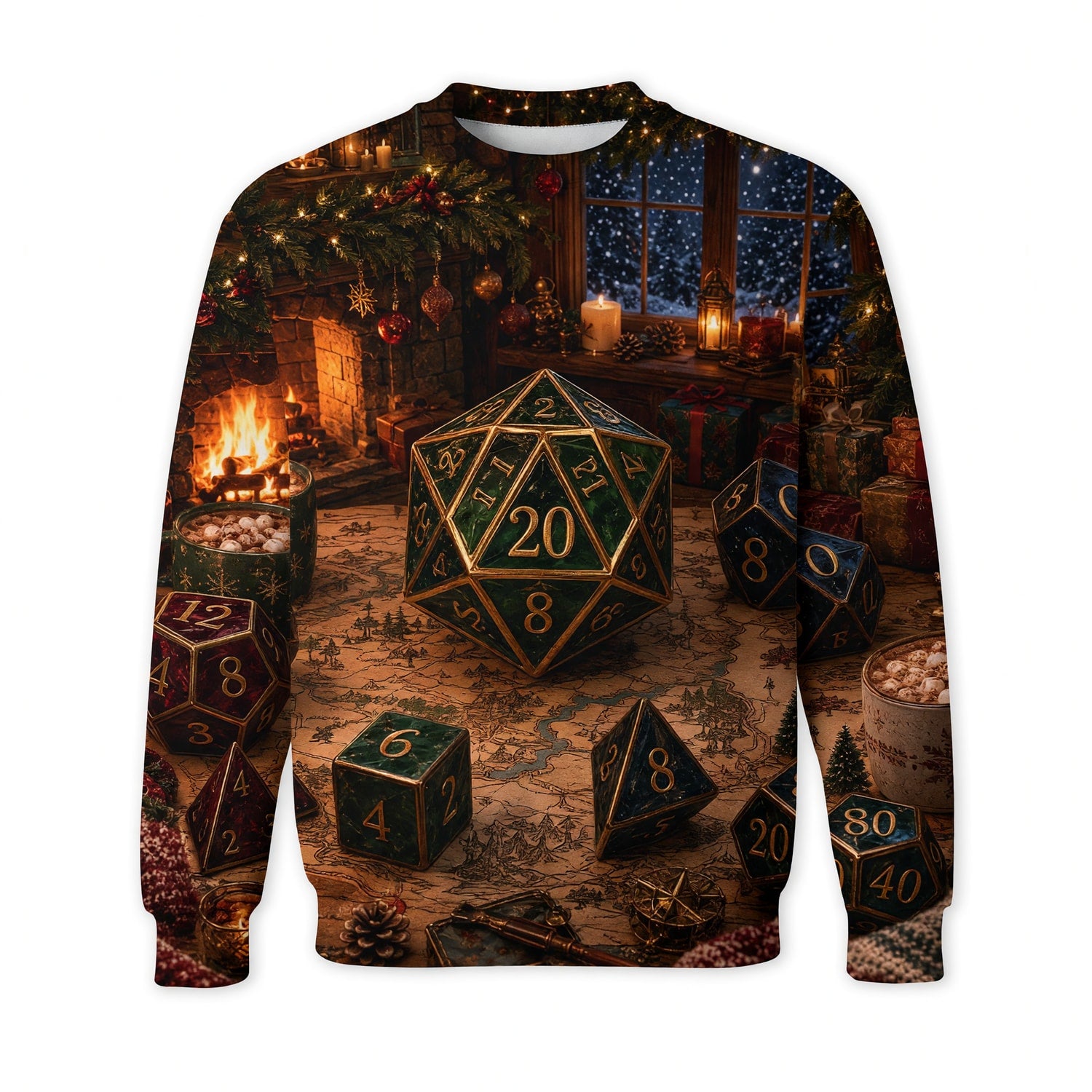 Christmas Dice AOP T-Shirt - Fantasy RPG Holiday Gaming