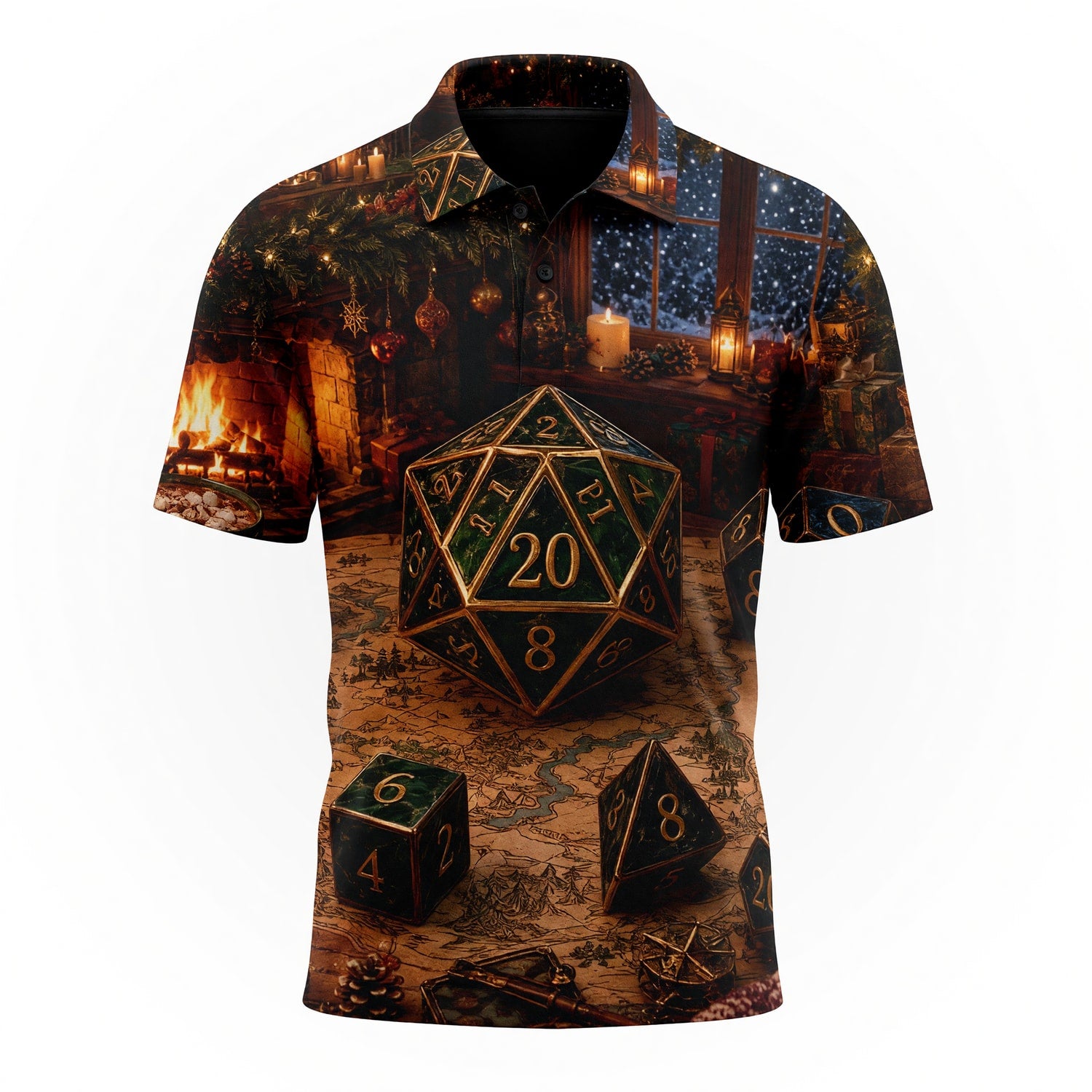 Christmas Dice AOP T-Shirt - Fantasy RPG Holiday Gaming