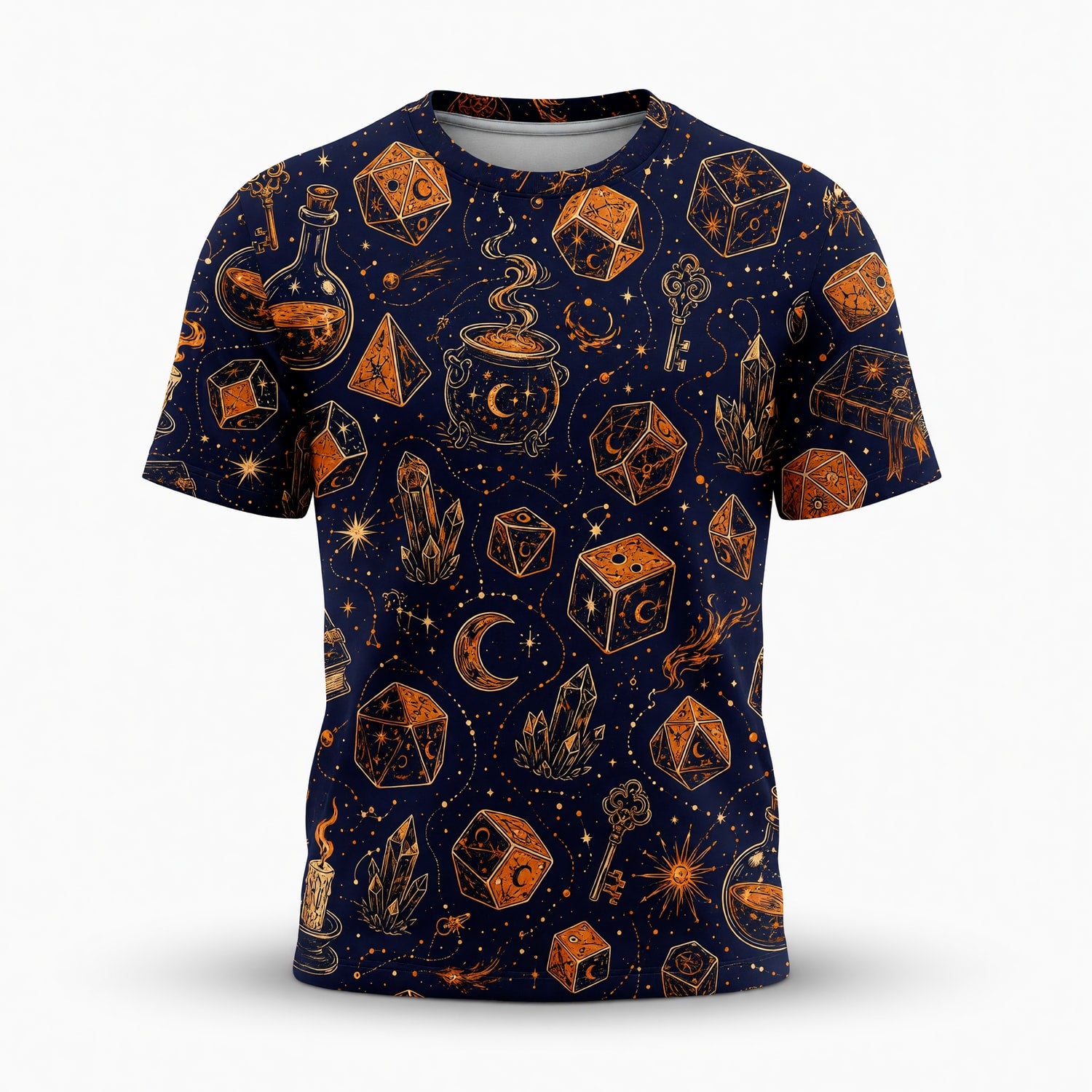 Arcane Dice AOP T-Shirt - Celestial Wizard Fantasy Apparel