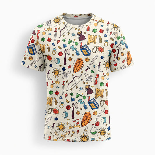 Fantasy RPG AOP Apparel - Dungeon Dice Adventure Pattern