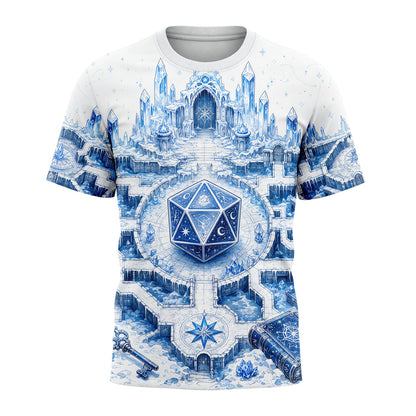 Ice Crystal D20 AOP T-Shirt - Fantasy RPG Magic Apparel