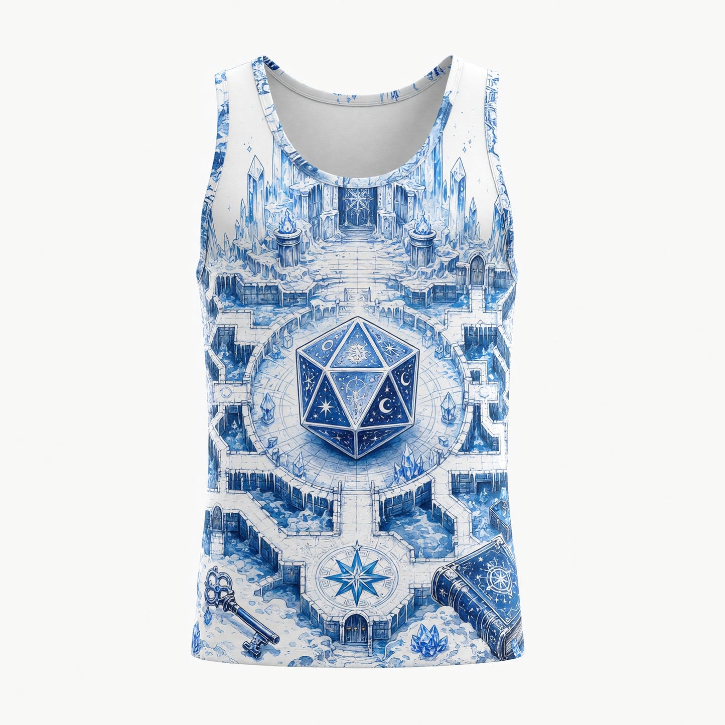 Ice Crystal D20 AOP T-Shirt - Fantasy RPG Magic Apparel