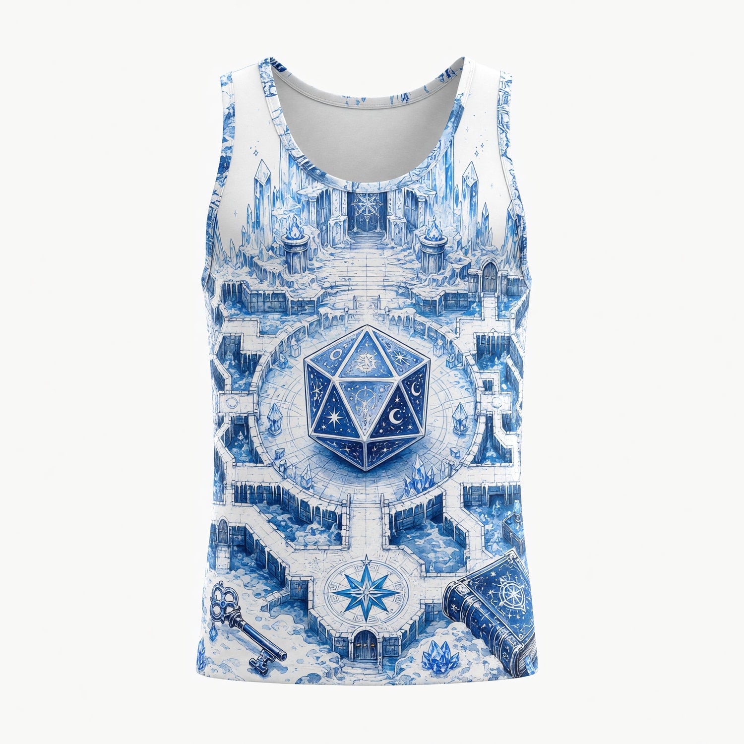 Ice Crystal D20 AOP T-Shirt - Fantasy RPG Magic Apparel