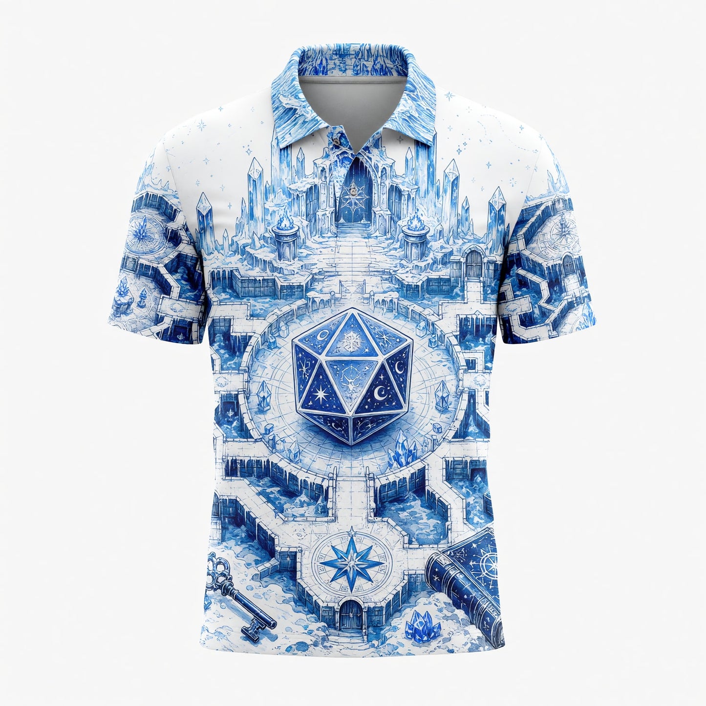 Ice Crystal D20 AOP T-Shirt - Fantasy RPG Magic Apparel