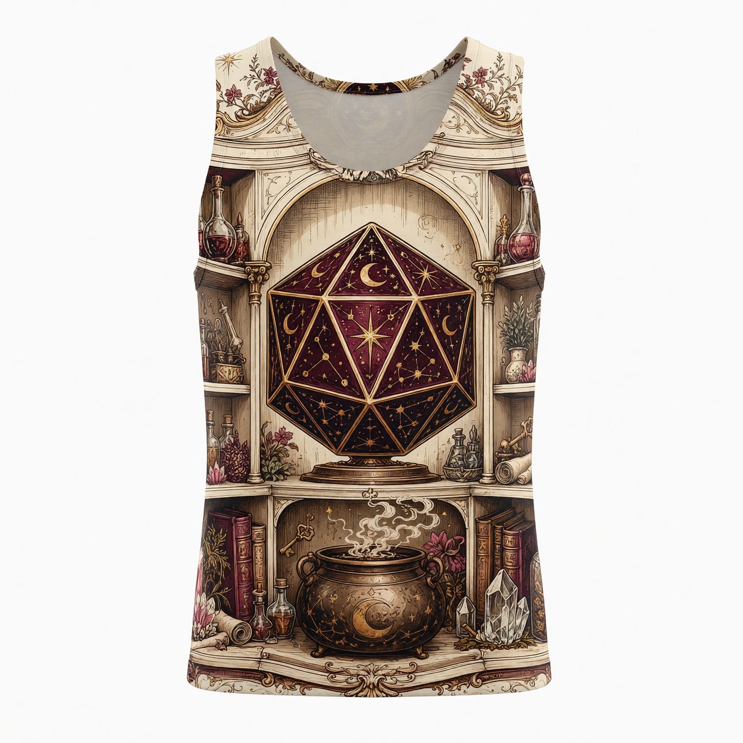 Celestial D20 Apothecary AOP T-Shirt - Mystic Fantasy RPG Apparel