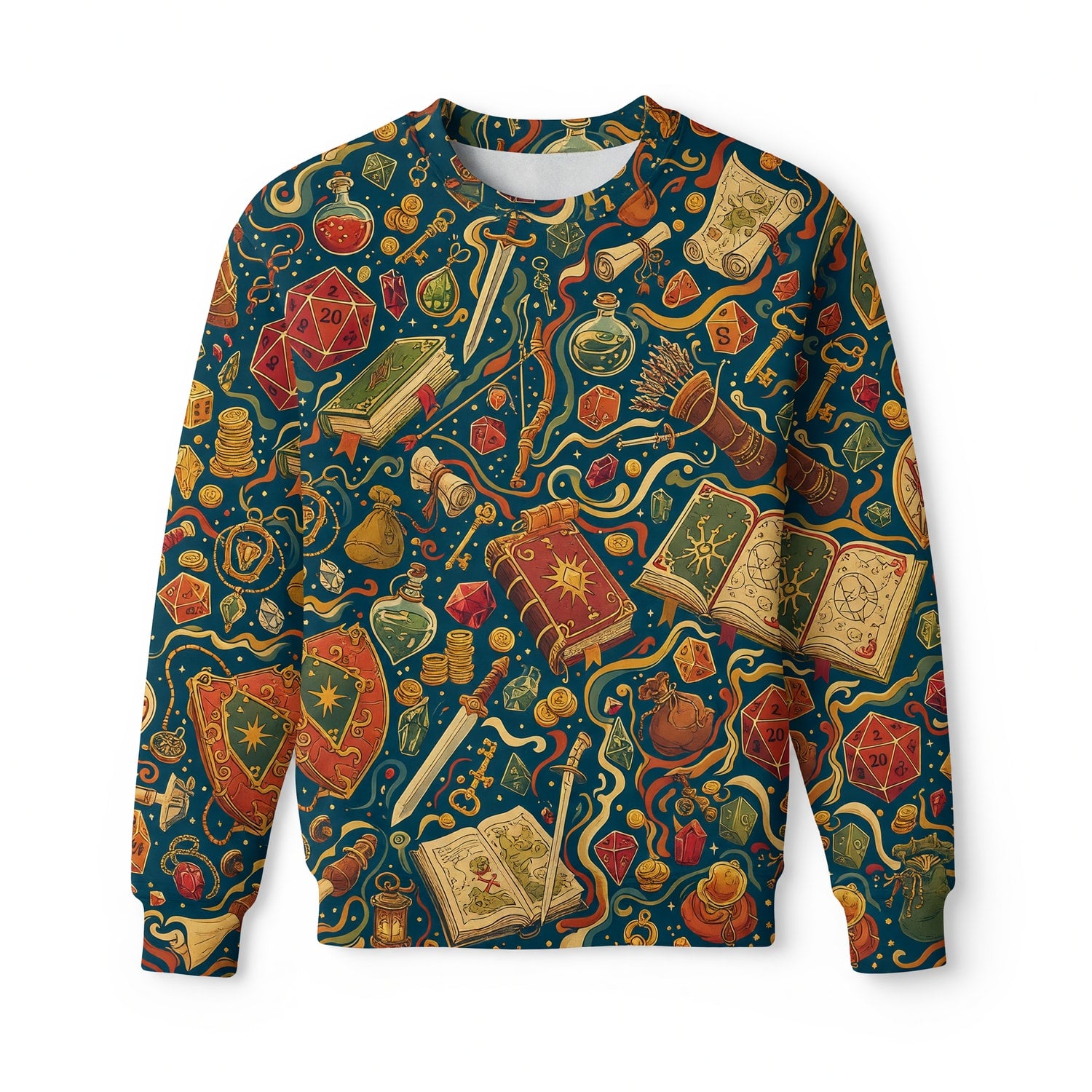 Fantasy Dungeon Fantasy AOP T-Shirt - RPG Dice Pattern