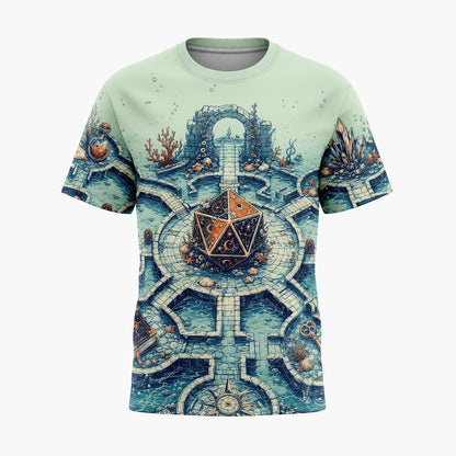 Fantasy Dungeon D20 AOP T-Shirt - Underwater Fantasy RPG Dice