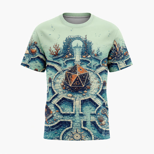 Fantasy Dungeon D20 AOP T-Shirt - Underwater Fantasy RPG Dice