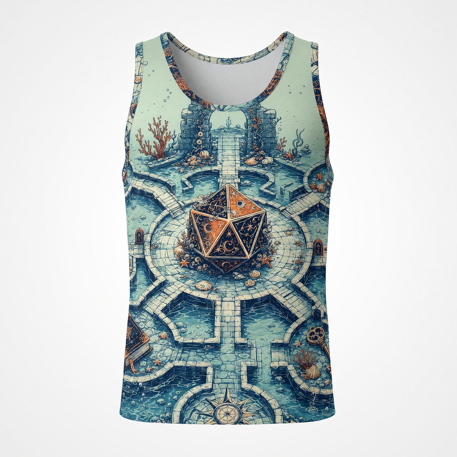 Fantasy Dungeon D20 AOP T-Shirt - Underwater Fantasy RPG Dice