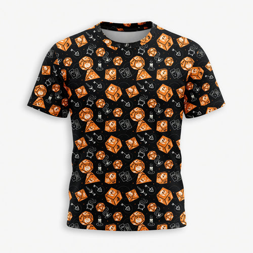 Skull Dice AOP T-Shirt - Dark Fantasy RPG Gamer Streetwear