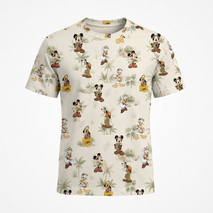 Safari AOP T-Shirt - Mouse Duck Silly Dog Jungle Explorer Pattern