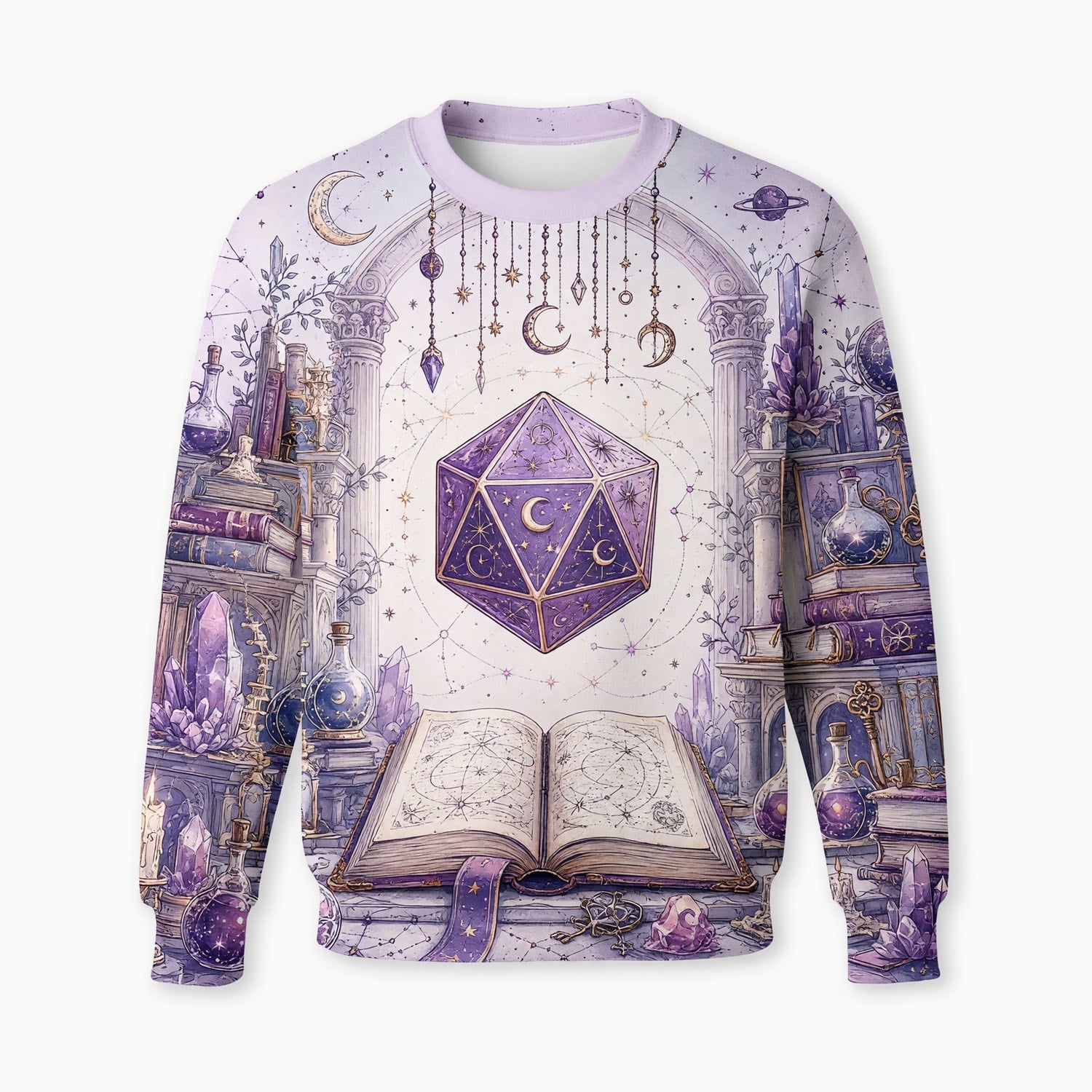 Celestial D20 Dice AOP T-Shirt - Mystic Astrology Fantasy Apparel