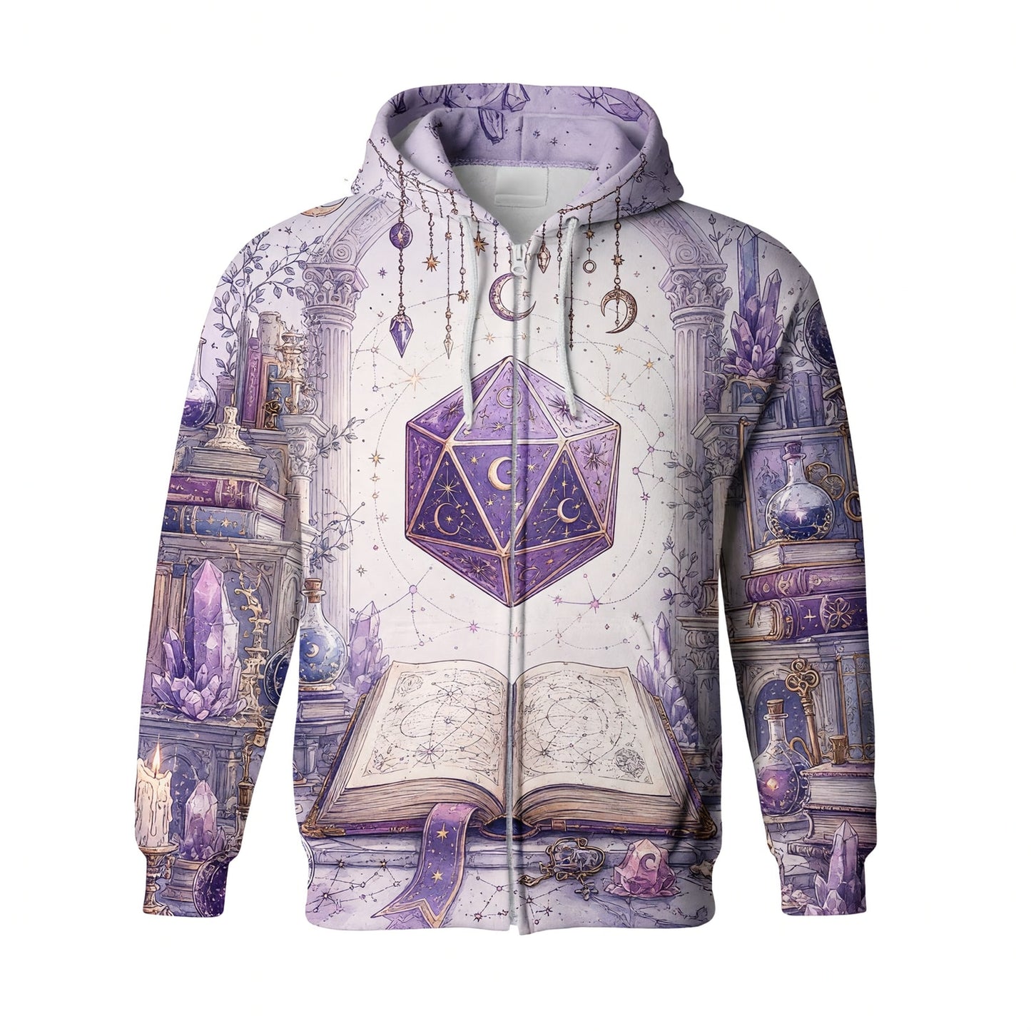 Celestial D20 Dice AOP T-Shirt - Mystic Astrology Fantasy Apparel