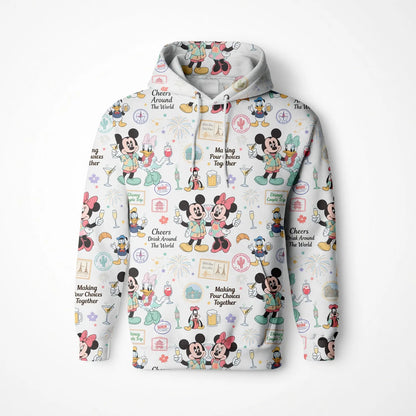Drink Around The World AOP T-Shirt - Mouse Cheers Pattern