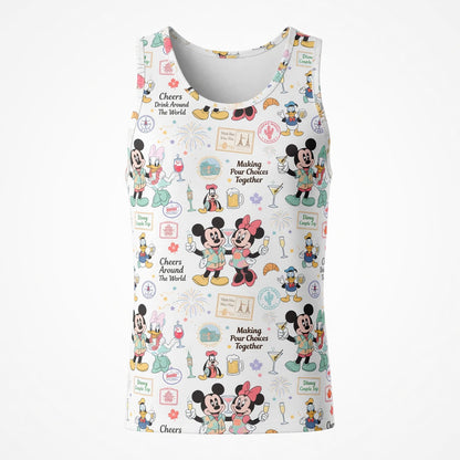 Drink Around The World AOP T-Shirt - Mouse Cheers Pattern