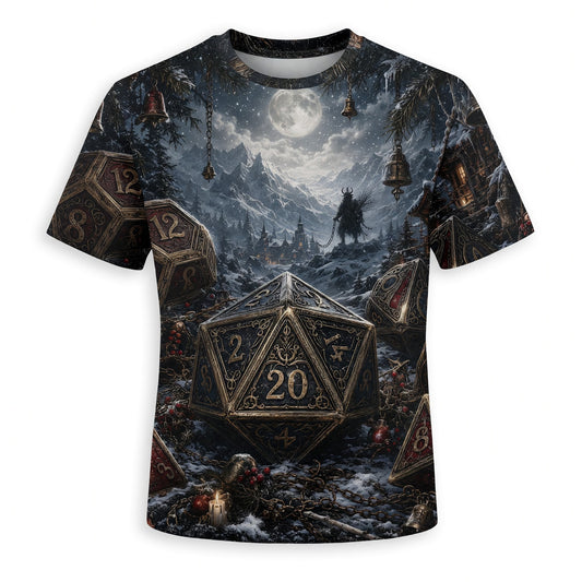 Christmas Dice AOP T-Shirt - Fantasy Winter RPG Apparel