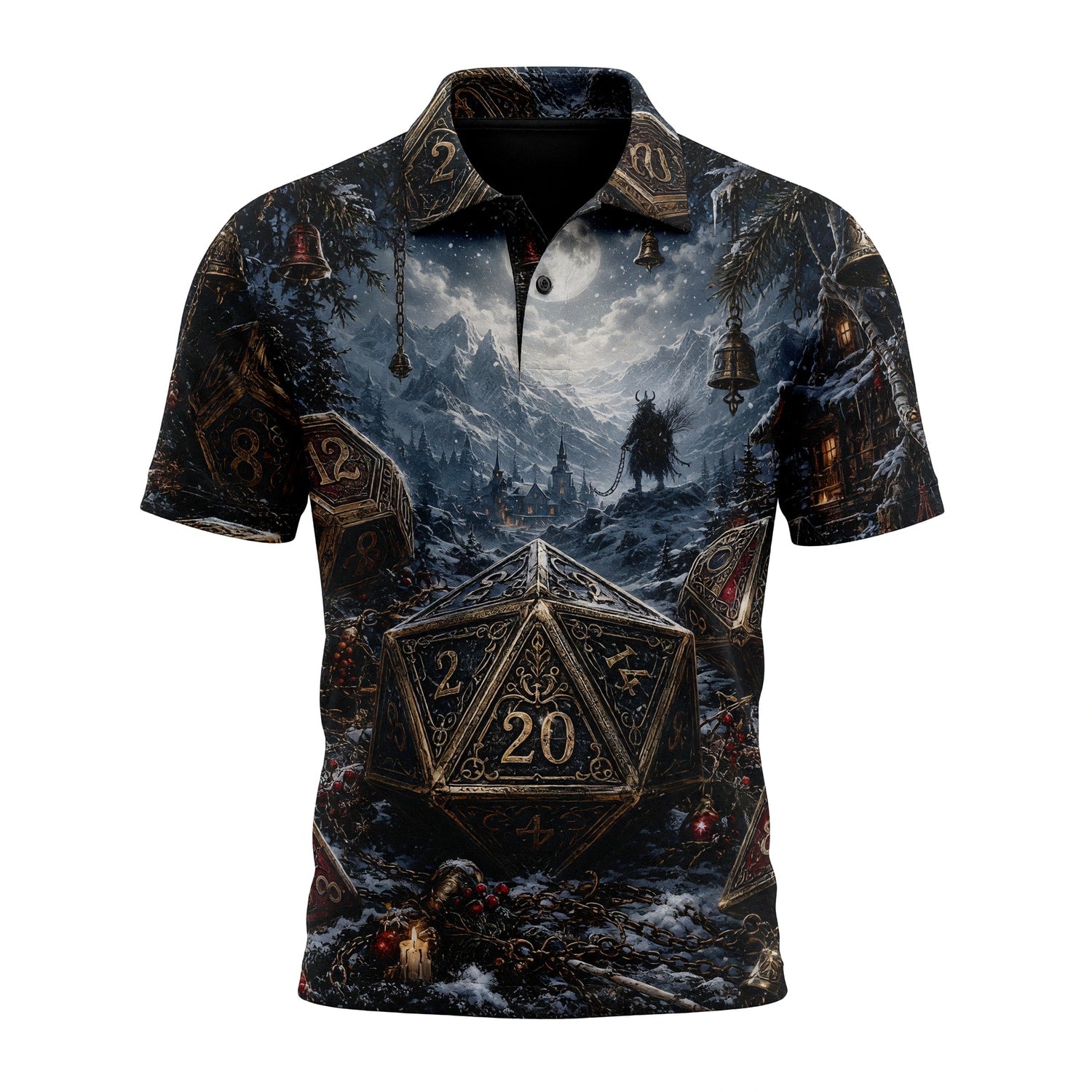 Christmas Dice AOP T-Shirt - Fantasy Winter RPG Apparel