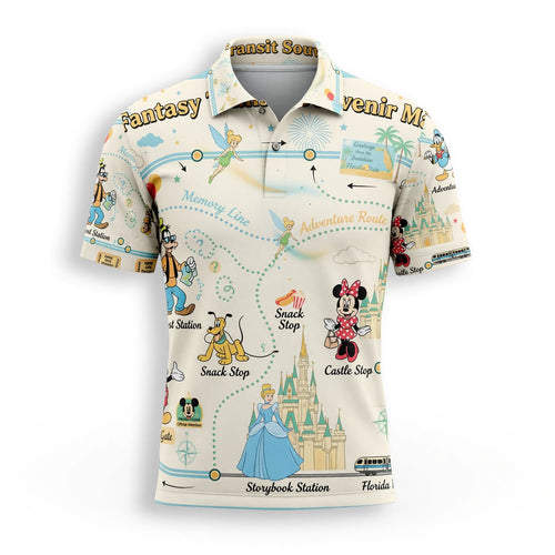 Theme Park Fantasy Transit Map AOP T-Shirt - Magical Park Souvenir
