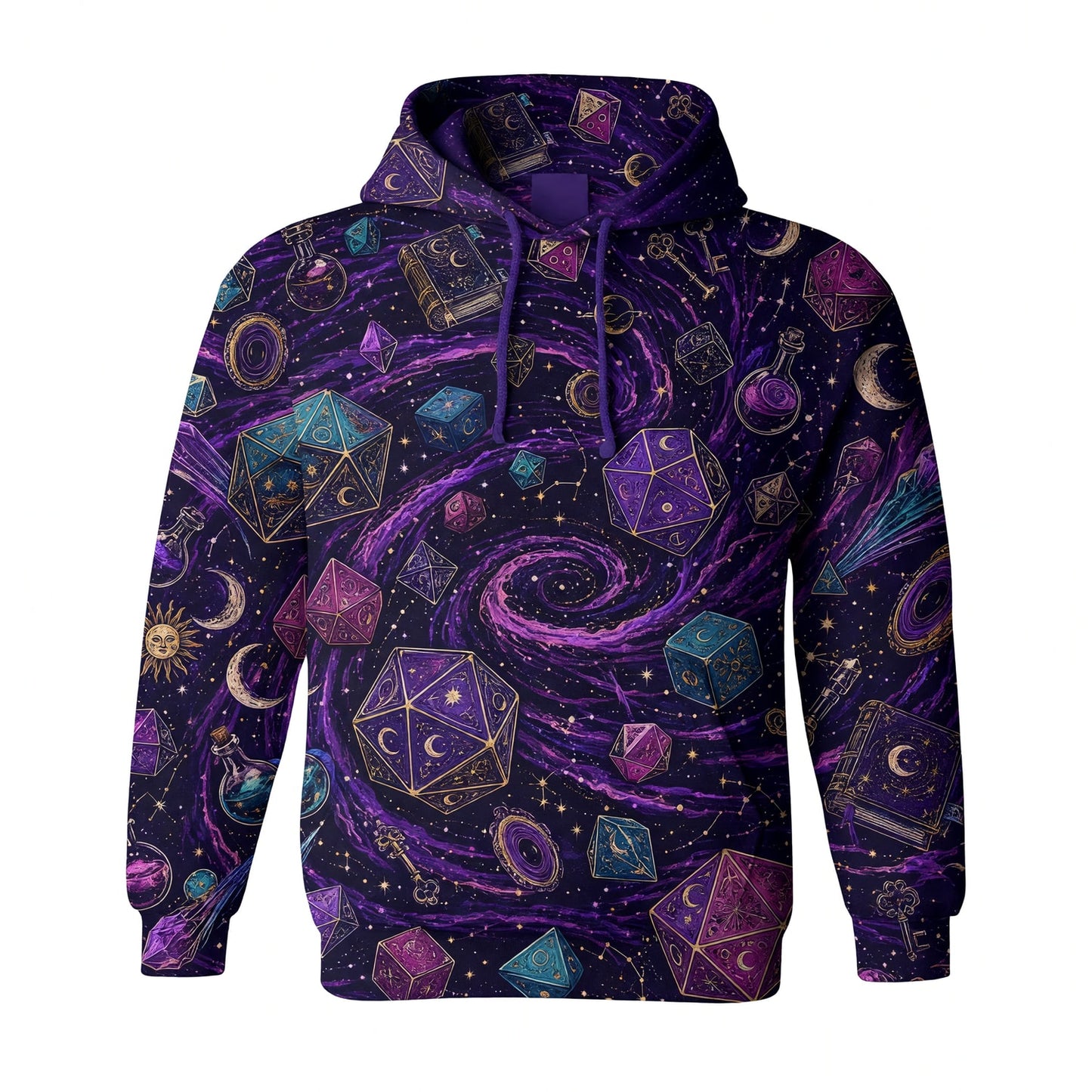Cosmic Dice AOP T-Shirt - Mystic Galaxy Fantasy RPG Streetwear