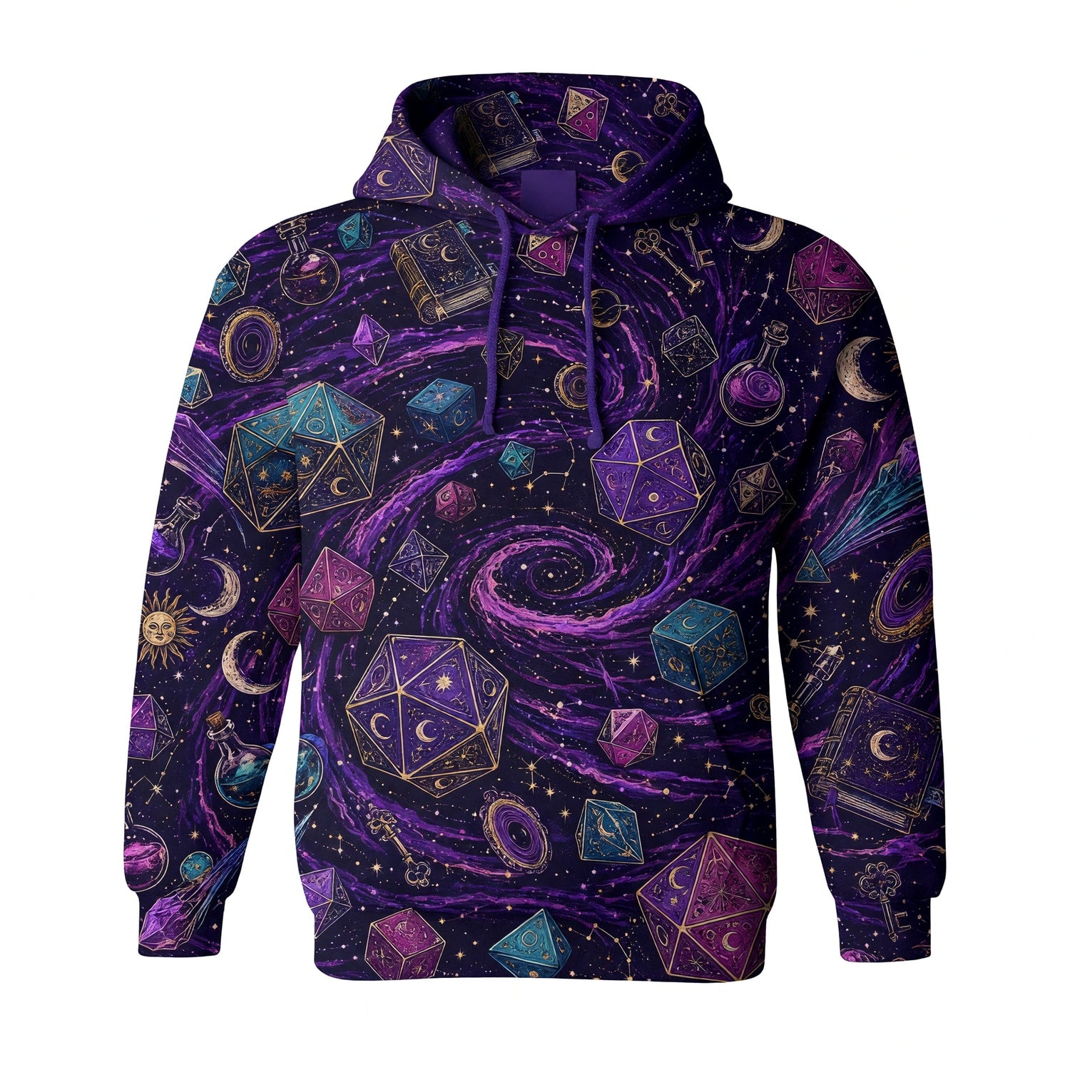 Cosmic Dice AOP T-Shirt - Mystic Galaxy Fantasy RPG Streetwear