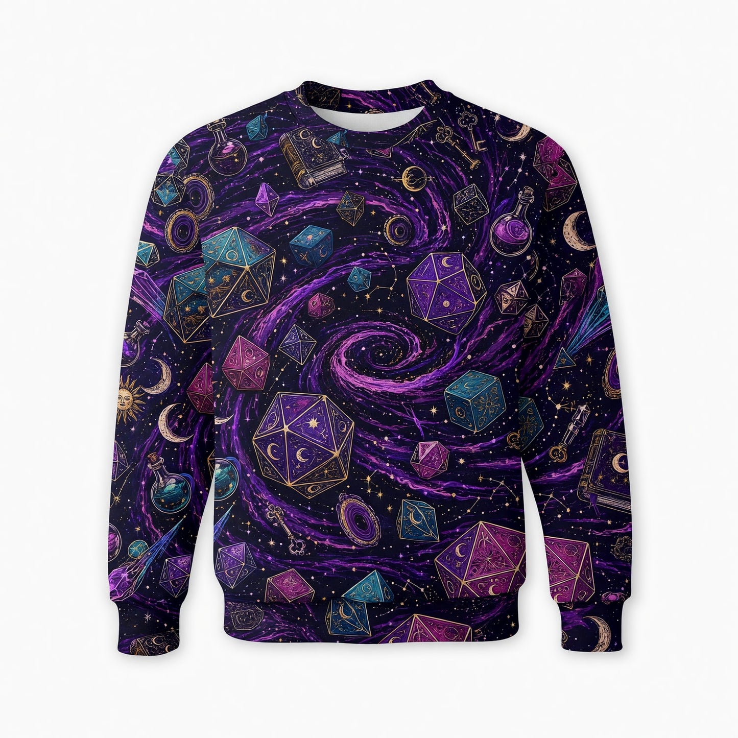 Cosmic Dice AOP T-Shirt - Mystic Galaxy Fantasy RPG Streetwear