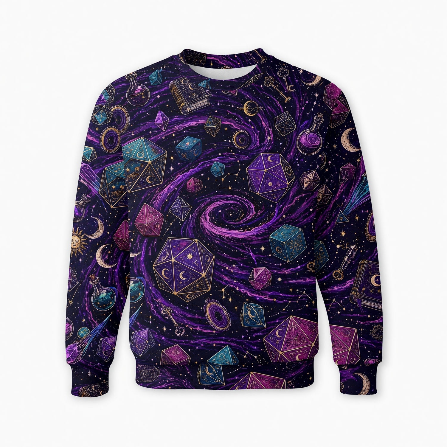 Cosmic Dice AOP T-Shirt - Mystic Galaxy Fantasy RPG Streetwear