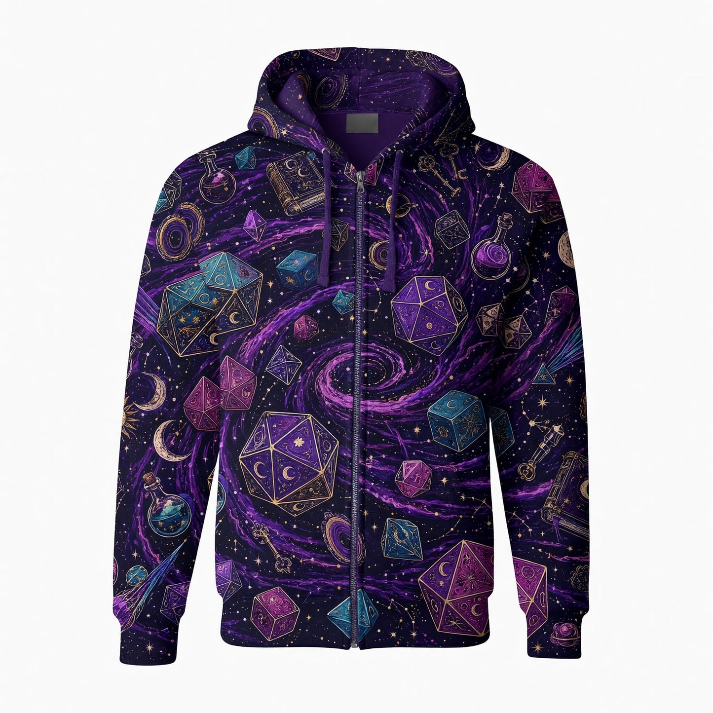 Cosmic Dice AOP T-Shirt - Mystic Galaxy Fantasy RPG Streetwear