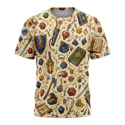 Fantasy Dungeon Dice AOP T-Shirt - Fantasy RPG Tabletop Gaming Apparel