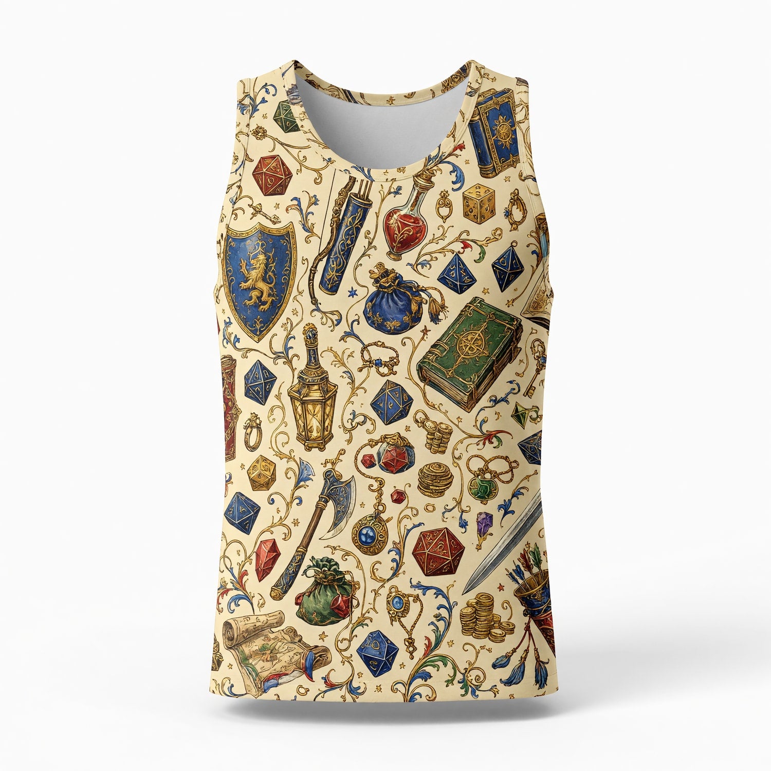 Fantasy Dungeon Dice AOP T-Shirt - Fantasy RPG Tabletop Gaming Apparel
